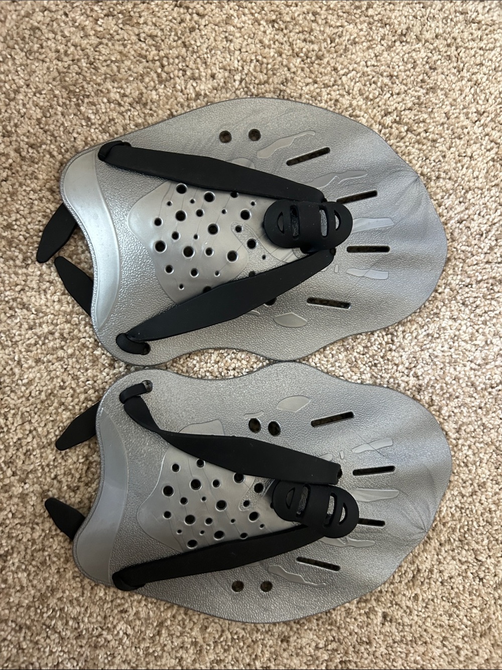 Swim Paddle Hand Floats - Silver with Black Straps